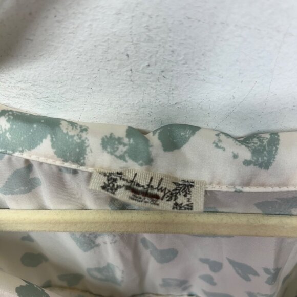 Intimately Free People Heart Print White & Green Button-Up Blouse With Long Slee - Picture 2 of 9